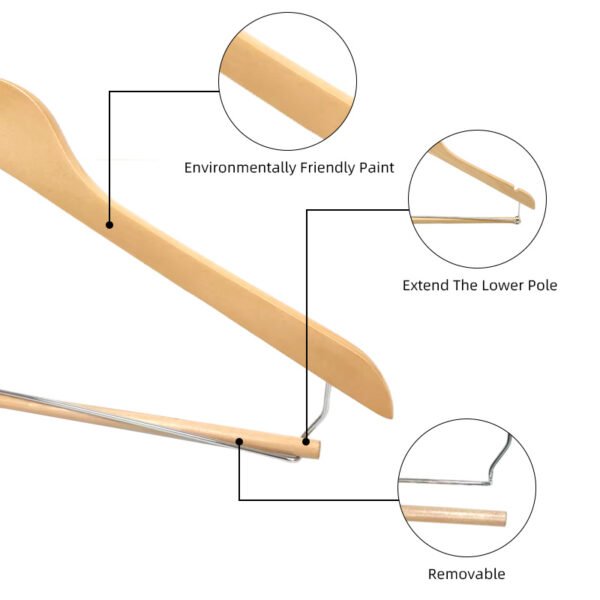 Wooden Hanger With Wide Trousers Bar - Image 2